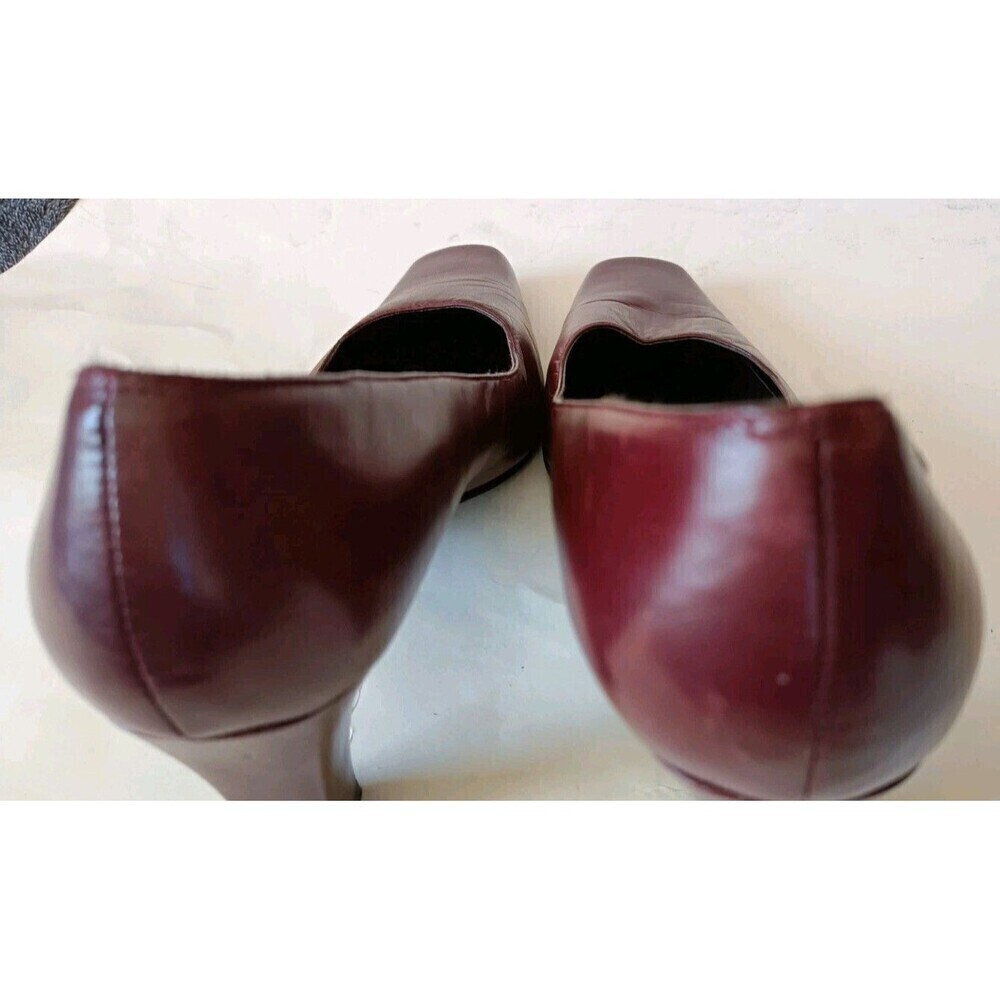 Etienne Aigner Pumps Size 8.5 Holbrook Burgundy Red Leather High Heels Block - Picture 12 of 12